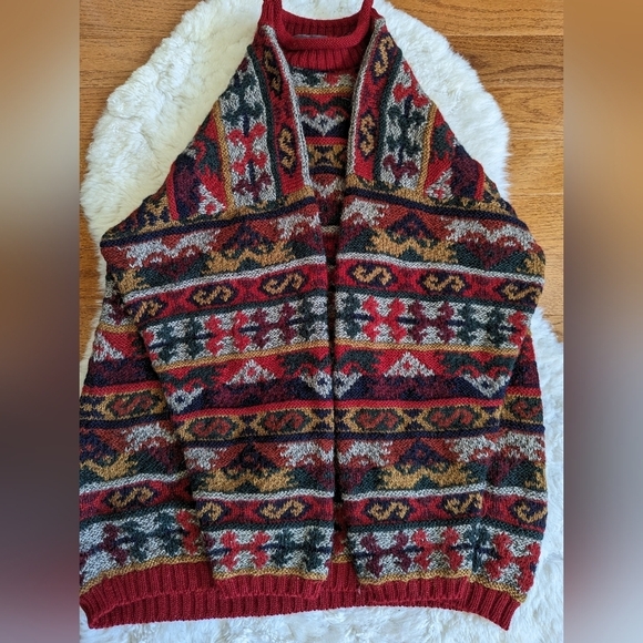 Vintage 100% Alpaca made in Bolivia knit mock neck sweater medium - Picture 3 of 9